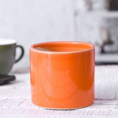 Cylindrical Ceramic Pot 4.1 inch (10 cm): Orange